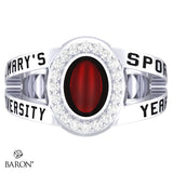 St. Marys Huskies Class Ring - 3059 (Durilium, Sterling Silver, 10KT White Gold) - Design 8.1