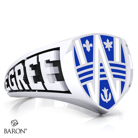Crest Shield Signet Class Ring (Durlium, Sterling Silver, 10kt White Gold)