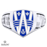 Crest Shield Signet Class Ring (Durlium, Sterling Silver, 10kt White Gold)
