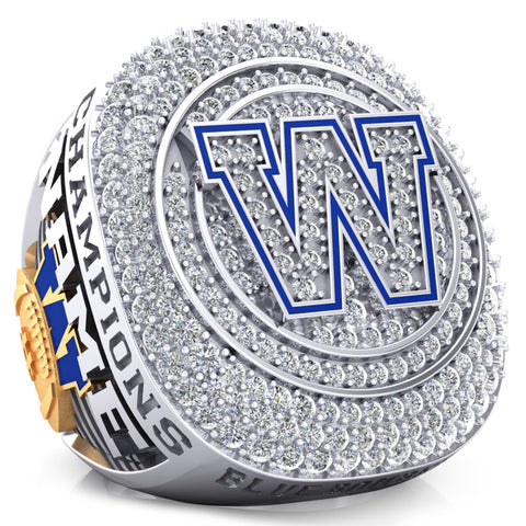 Winnipeg Blue Bombers Alumni 30th Anniversary 1988 Grey Cup Celebration Ring - Design 2.6 (Gold Durilium / 6KT Gold / 10KT Gold)