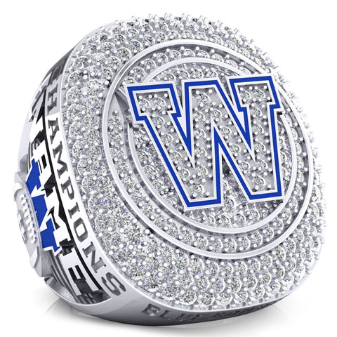 Winnipeg Blue Bombers Alumni 30th Anniversary 1988 Grey Cup Celebration Ring - Design 2.6(Durilium / 6KT Gold / 10KT Gold)