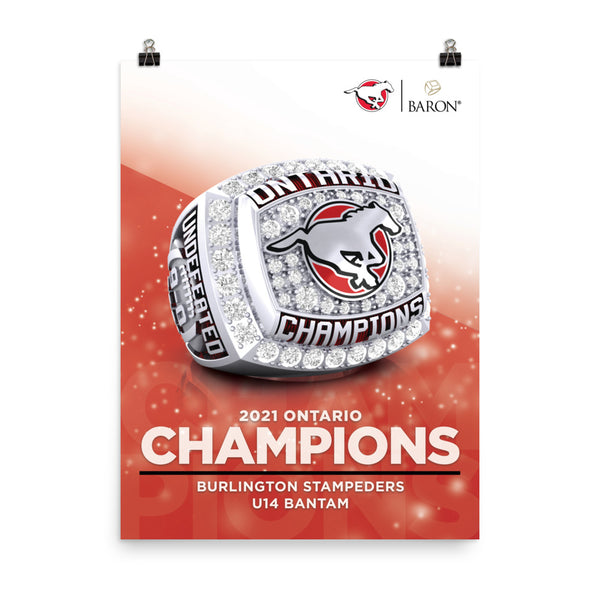 Burlington Stampeders U14 Bantam 2021 Championship Poster (Durilium Ring)