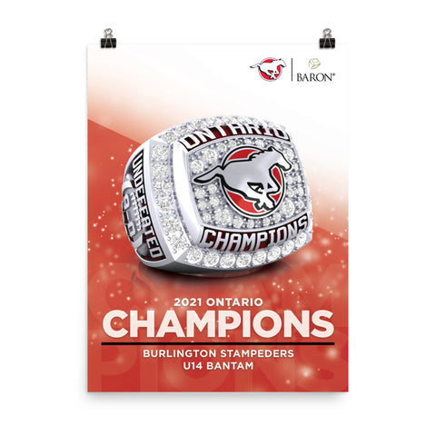 Burlington Stampeders U14 Bantam 2021 Championship Poster (Durilium Ring)