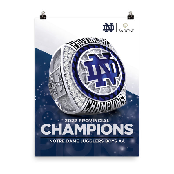 Notre Dame Jugglers Boys AA Soccer 2022 Championship Poster